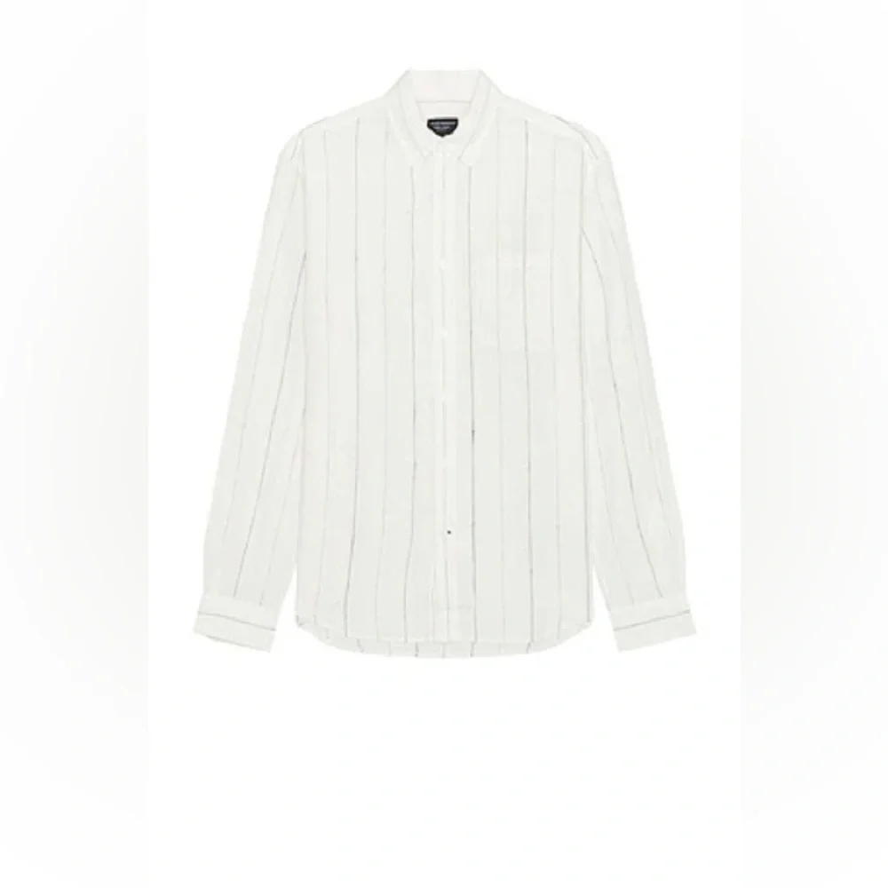 Classic White Striped Button Down Large Club Monaco - Picture 2 of 9